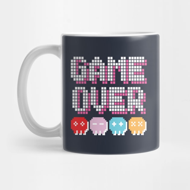 8-Bit Retro Game Over design white & pink by JHughesArt